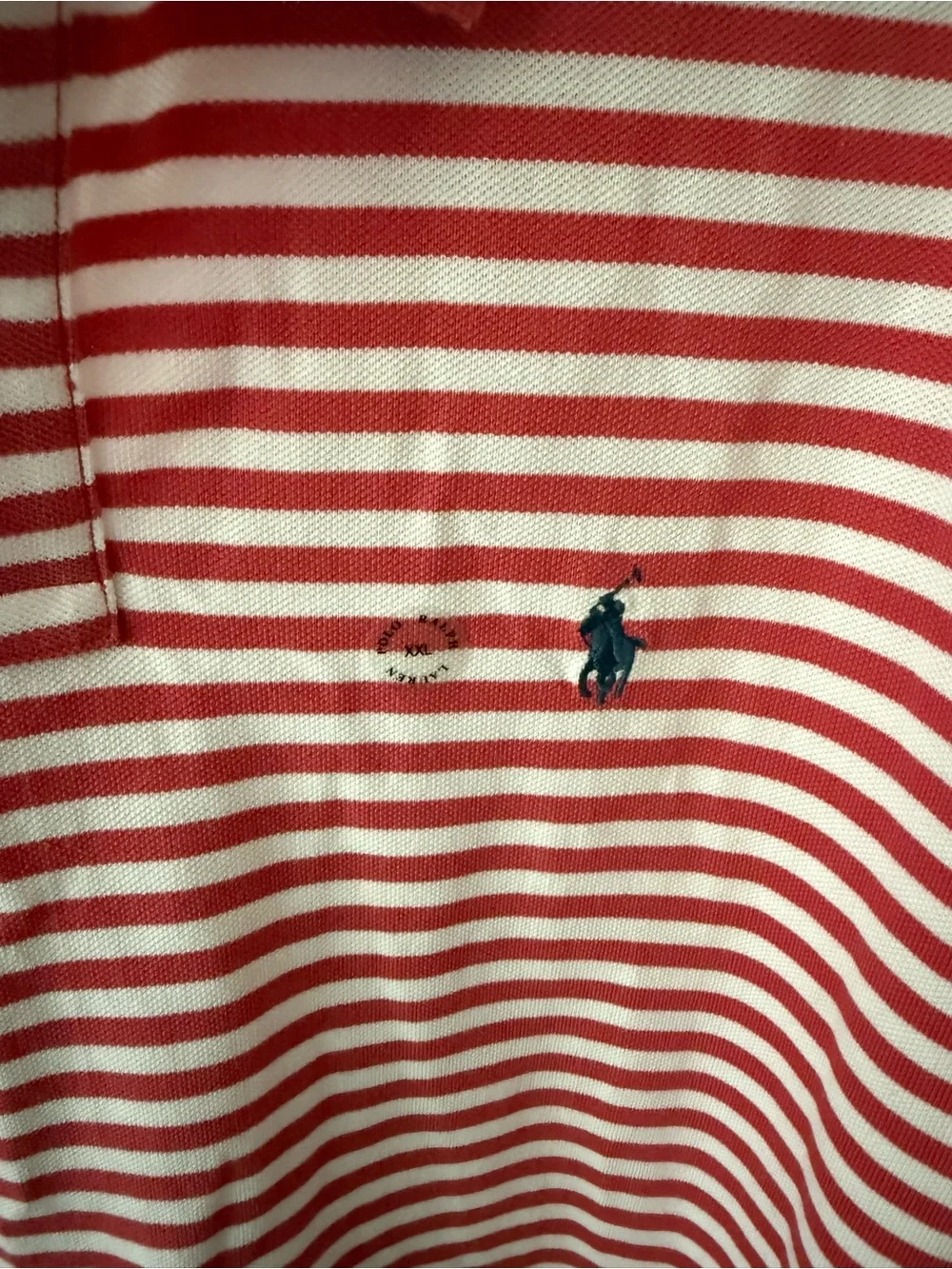 Ralph Lauren Red/Pink and White Striped Polo Shirt